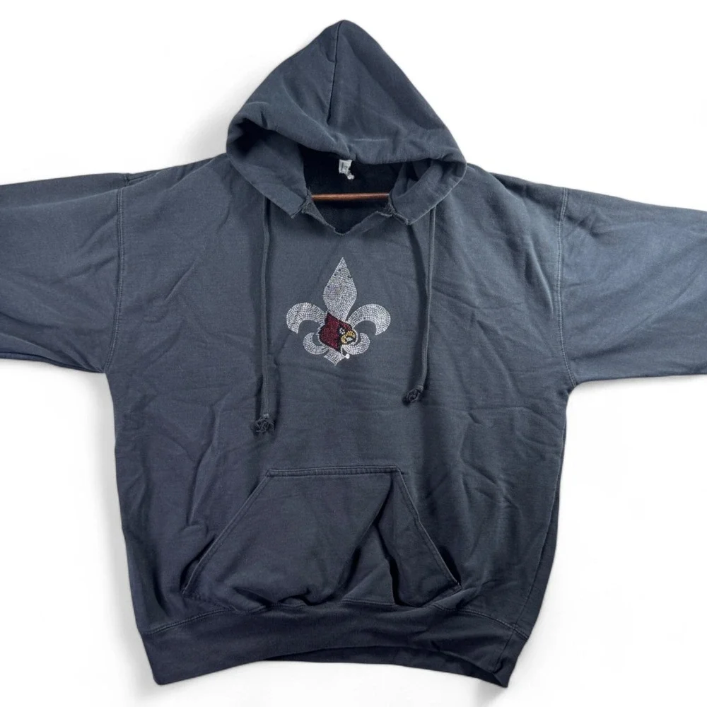 Louisville Cardinals Black Hoodie Womens Size XXL 2XL Bedazzled Logo Long Sleeve